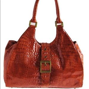 Charlie Lapson Croc Embossed Brown Glazed Leather